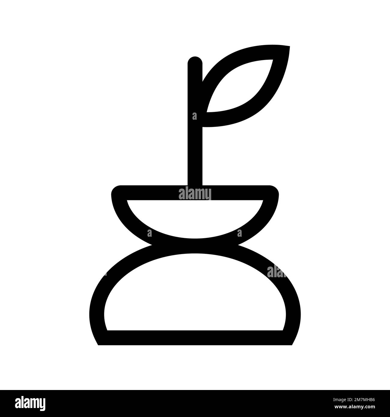 Flowerpot icon line isolated on white background. Black flat thin icon ...