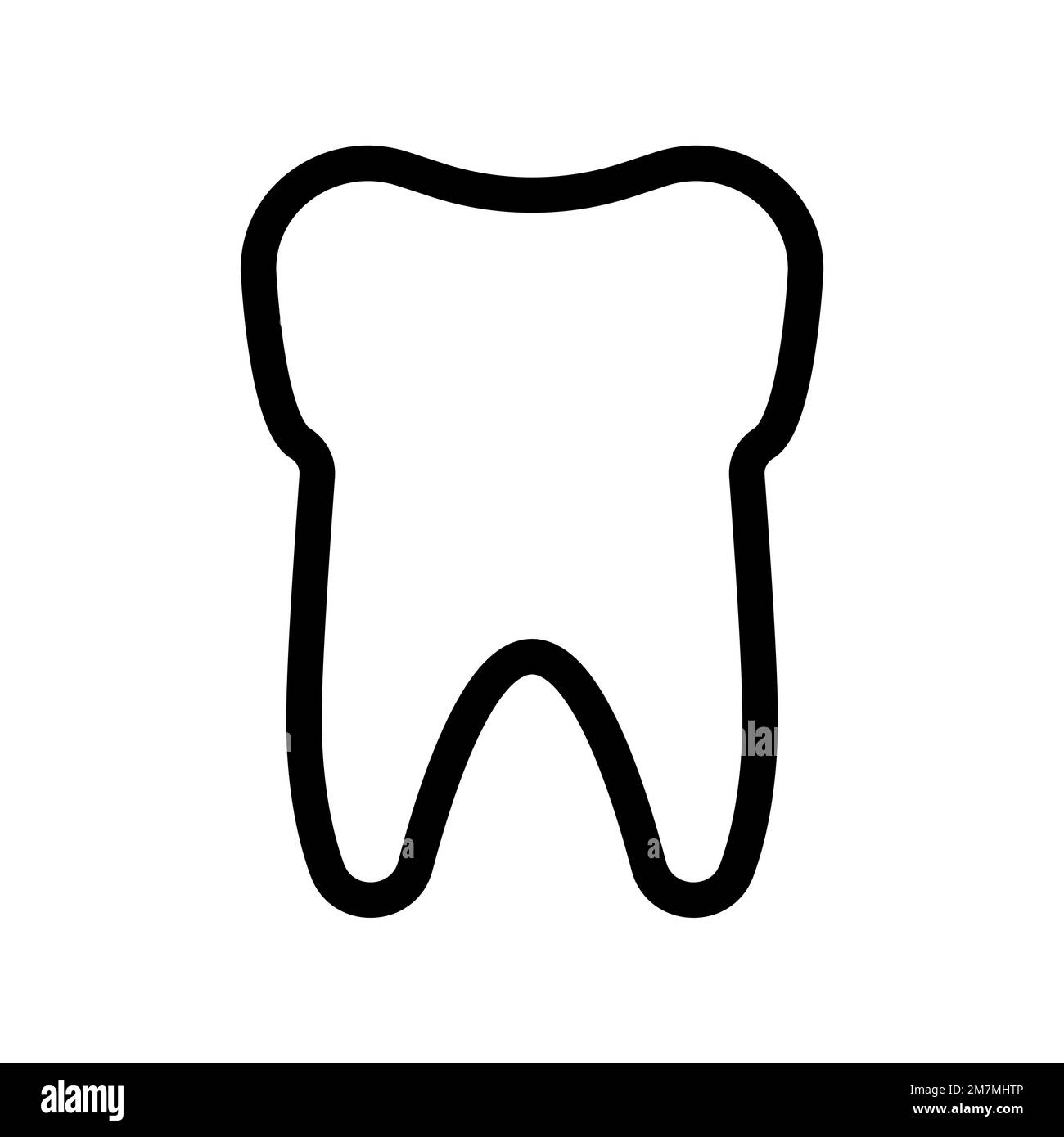 Tooth icon line isolated on white background. Black flat thin icon on ...