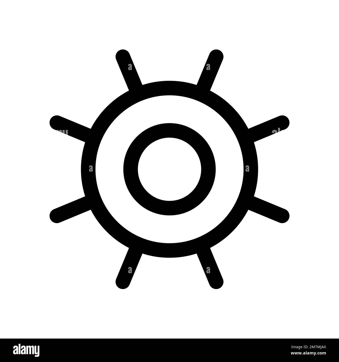 Rudder of the ship icon line isolated on white background. Black flat ...