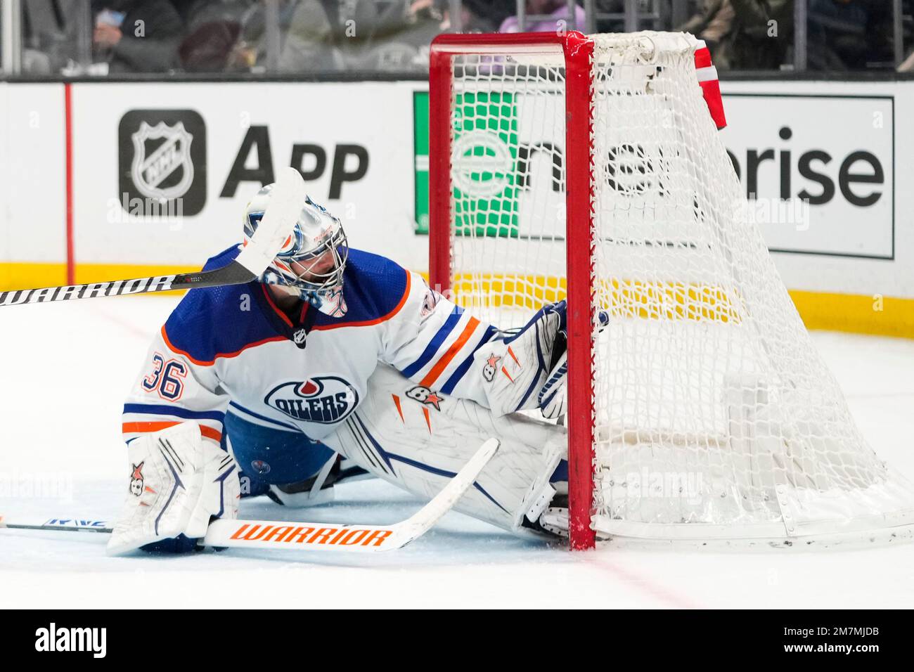 Edmonton Oilers goaltender Jack Campbell (36) catches the puck hit by
