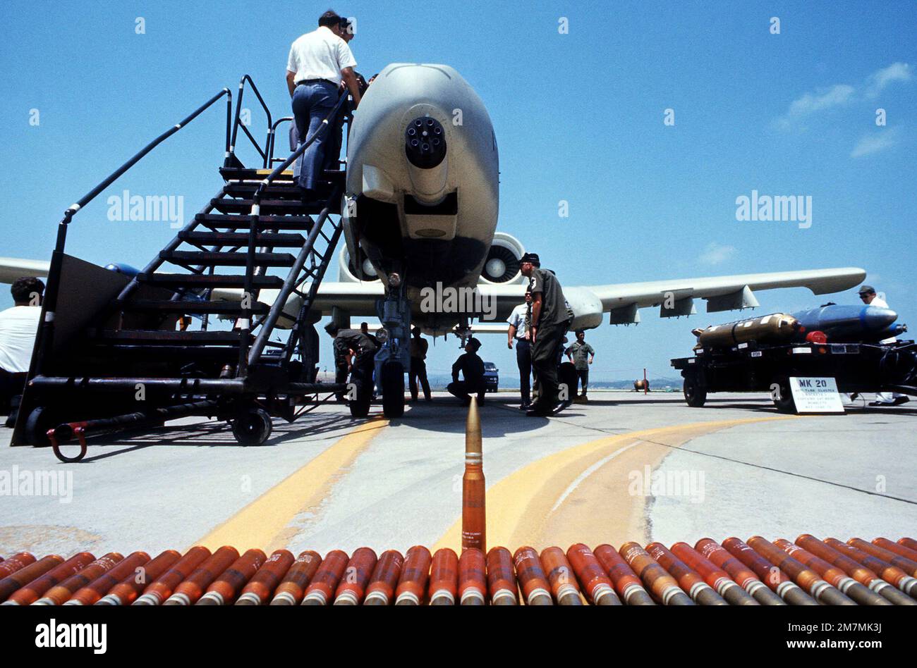 A front view of an A-10 Thunderbolt II aircraft on static display ...