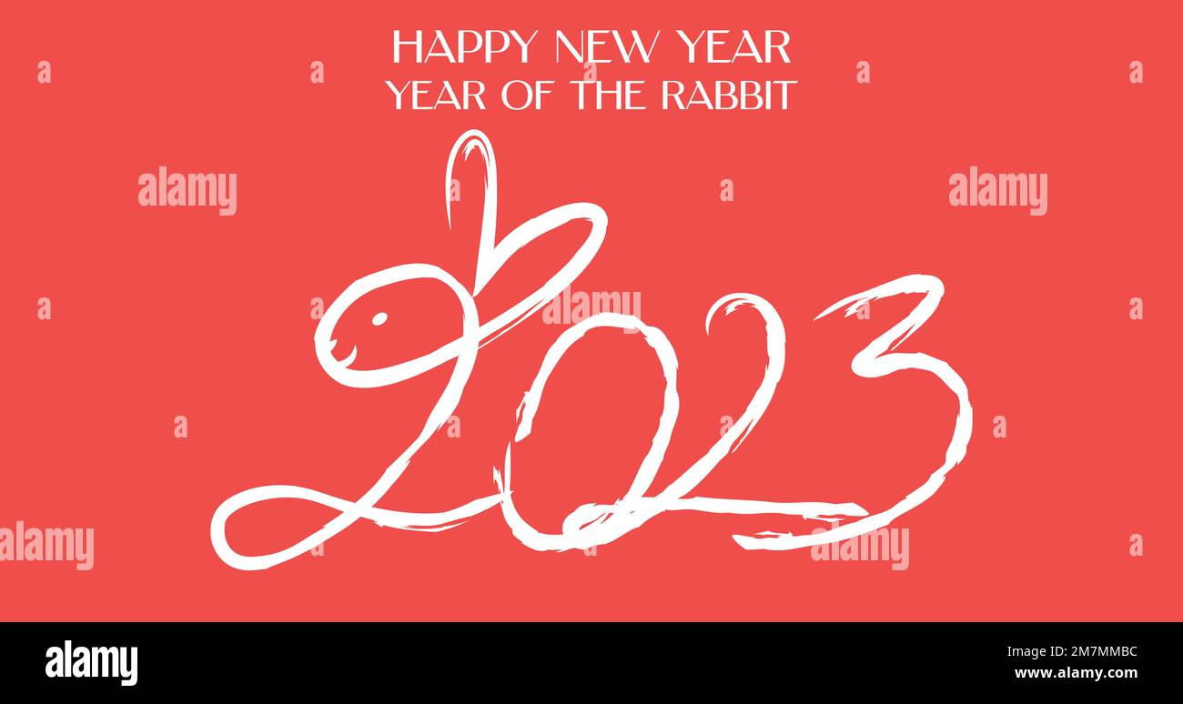 Year of the rabbit 2023 banner. Numbers in rabbit shape. Chinese new ...