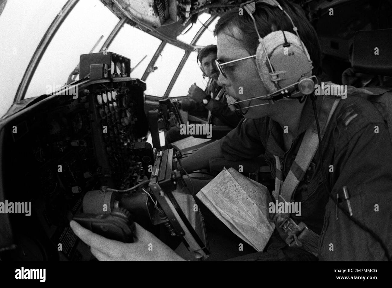 CPT Dikki Stanley of the 54th Weather Reconnaissance Squadron pilots a WC-130 Hercules aircraft through a typhoon in order to get first hand information on barometric pressure, wind strength, temperatures and directions. This information is relayed to meterorological specialists at the Joint Typhoon Warning Center. Base: Andersen Air Base Country: Guam (GUM) Stock Photo