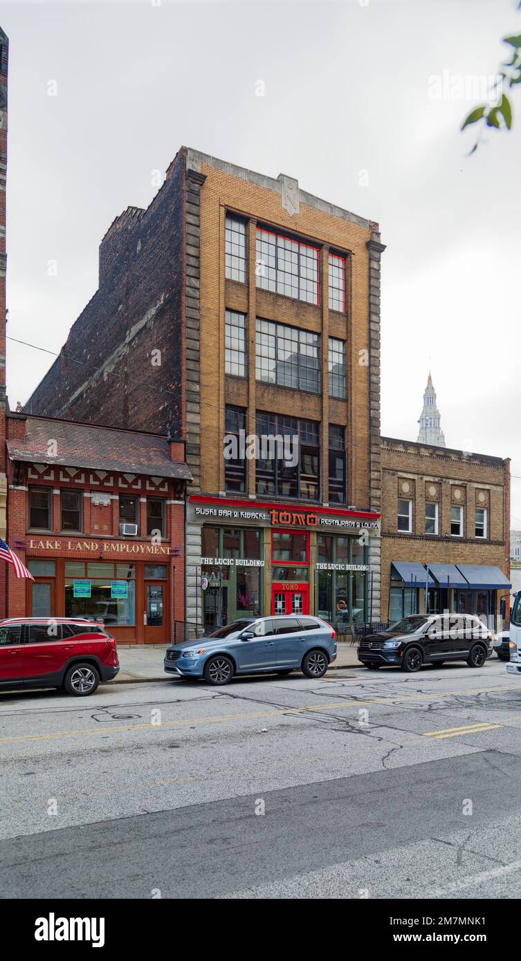 Lucic Building, originally Newman Building, was built in 1930 for a Cleveland toy manufacturer. A restaurant now occupies the building. Stock Photo