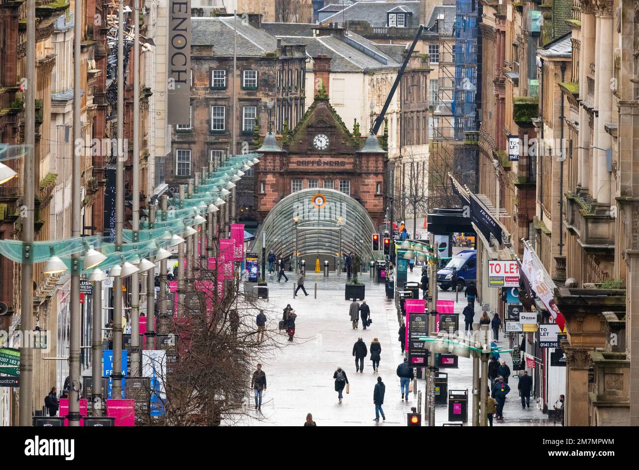 Buchanan Street, St Enoch Subway Station and St Enoch Caffe Nero, Glasgow, Scotland, UK Stock Photo