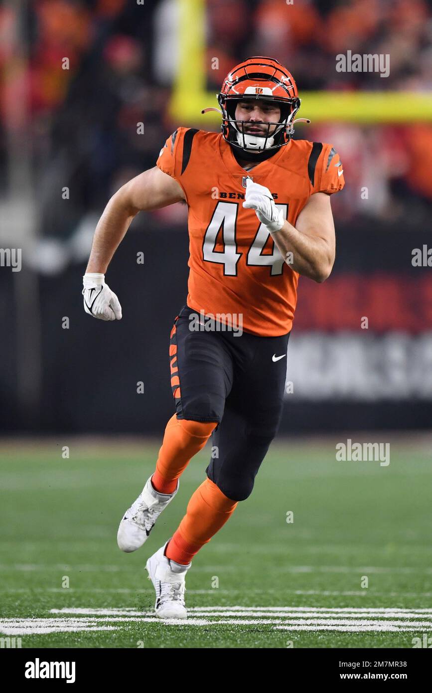 Cincinnati Bengals linebacker Clay Johnston (44) runs for the play