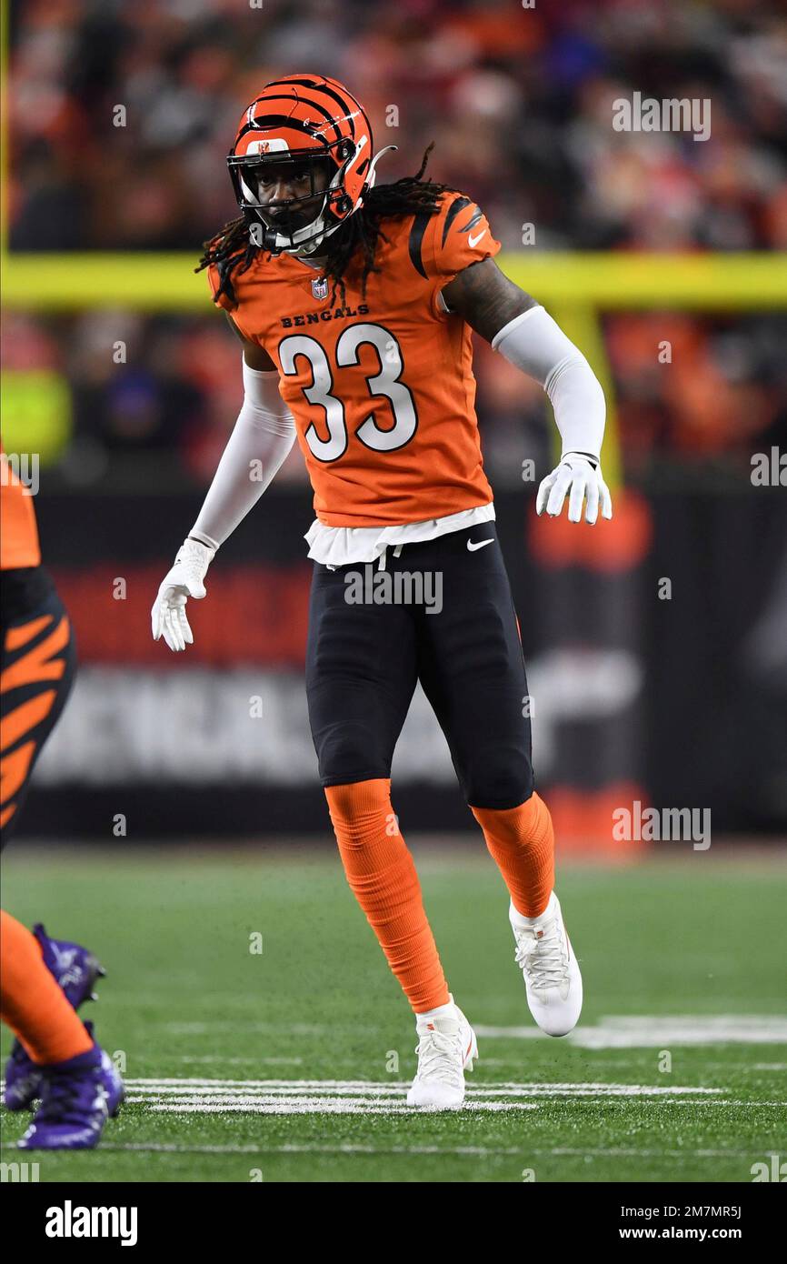 Cincinnati Bengals cornerback Tre Flowers (33) celebrates after a