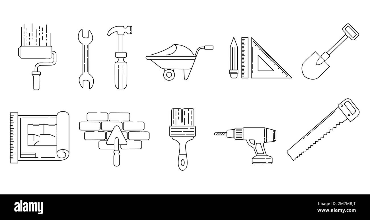 Building style set icon outline design vector illustration on white ...