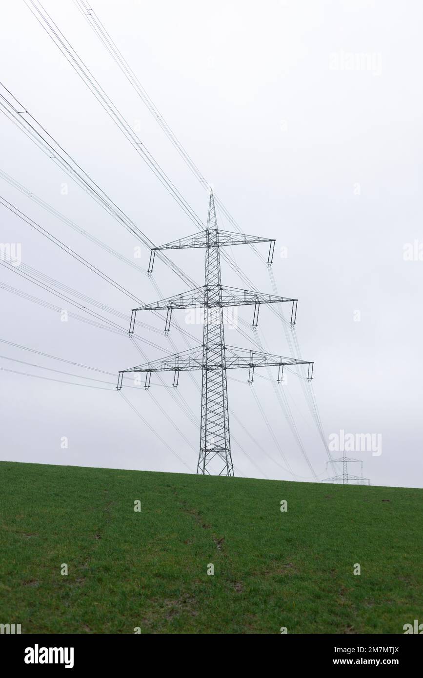 Power line in a remote area Stock Photo