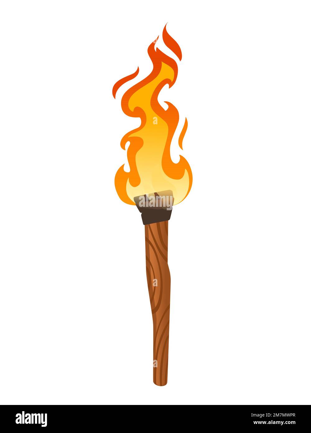 Medieval torch light vector illustration isolated on white background
