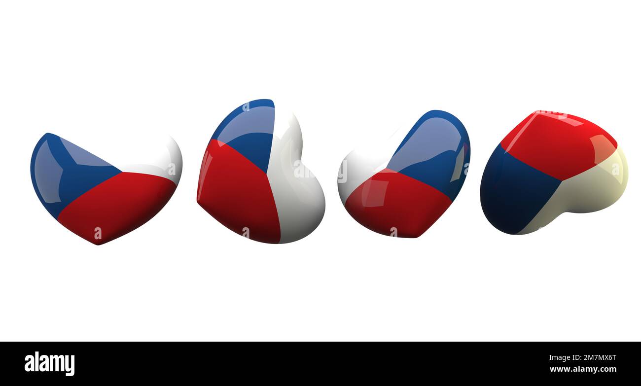 I love Czech, collection heart with Czech flag, romantic image on white