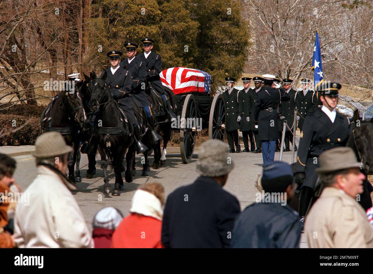 Honor guard horse casket carriers lead the procession at the Arlington ...