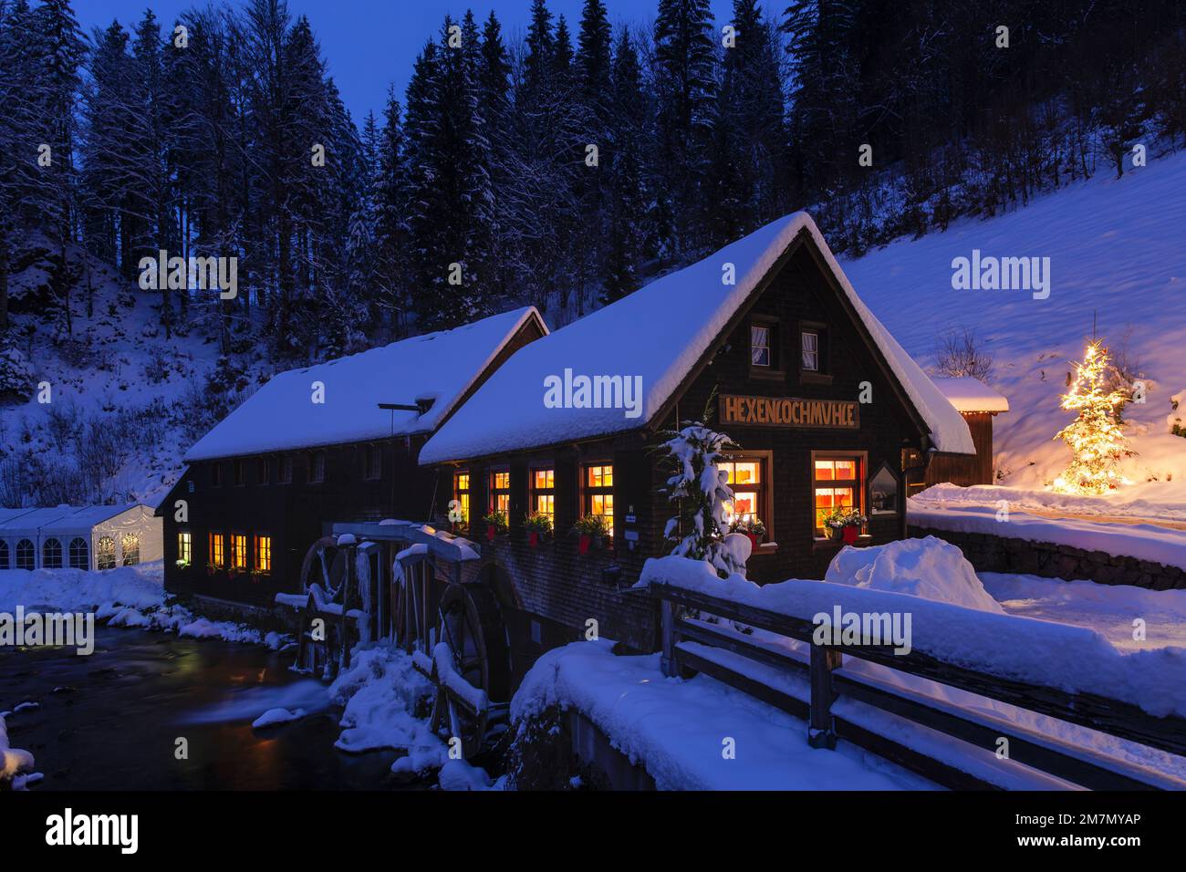 Hexenlochmühle in winter, Black Forest, Baden-Württemberg, Germany Stock Photo