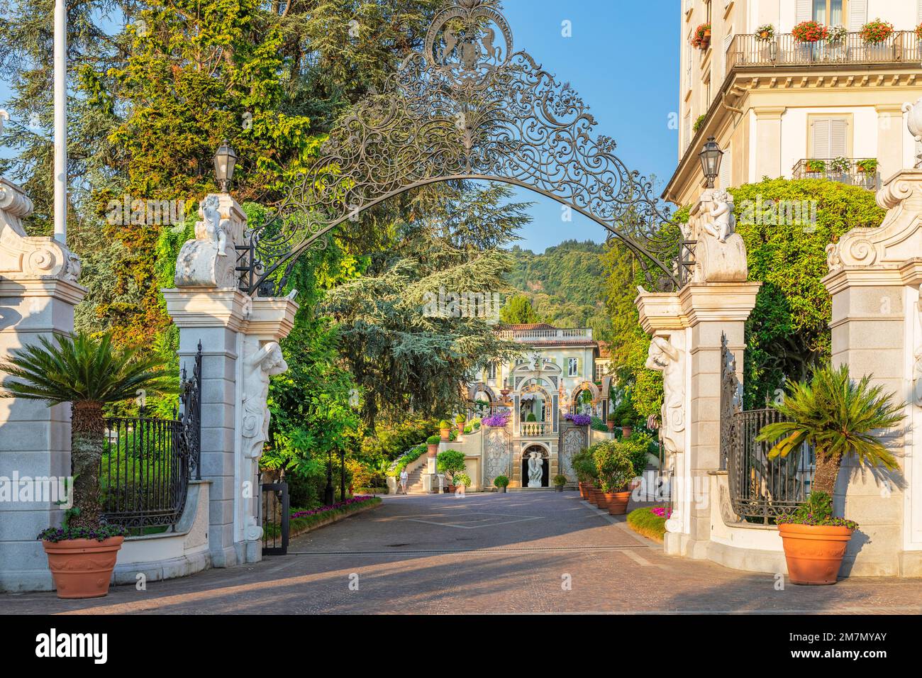 Garden of the Grand Hotel Des Iles Borromees, Stresa, Lake Maggiore, Piedmont, Italy Stock Photo