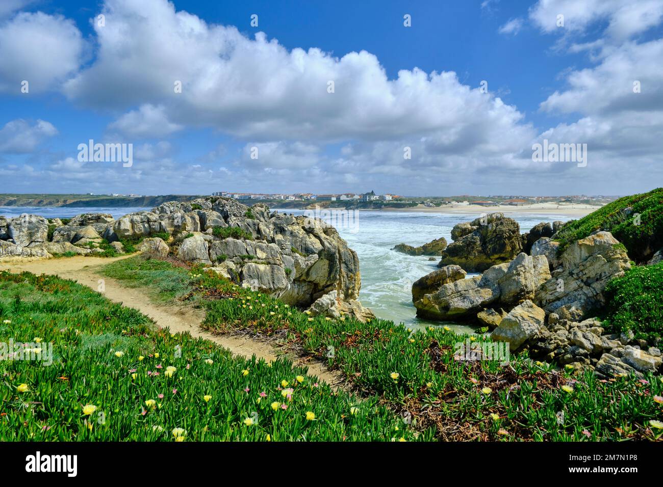 The rocky island of Baleal on the Atlantic coast. Peniche, Portugal Stock Photo