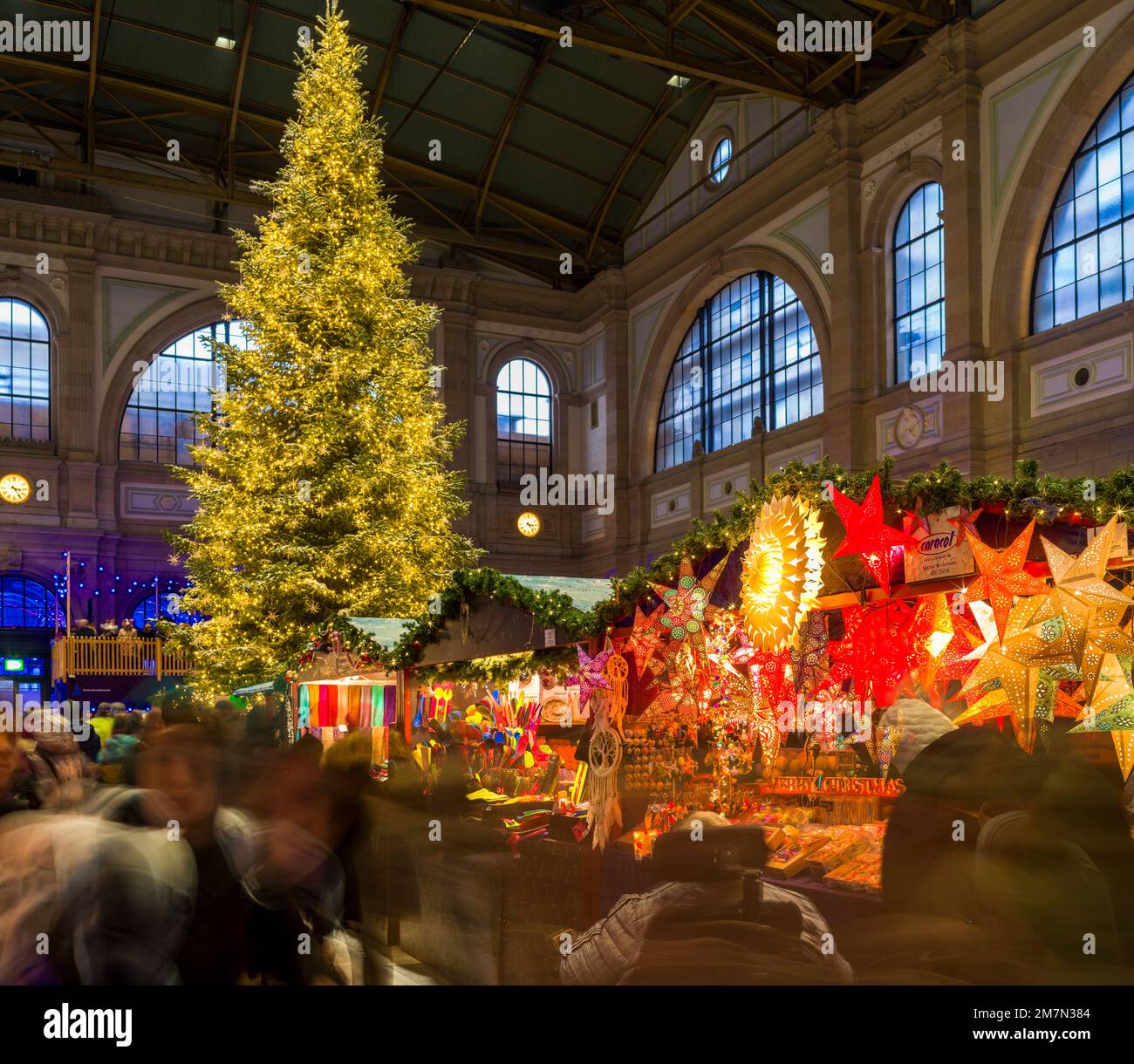 Christmas market at Zurich main station Stock Photo