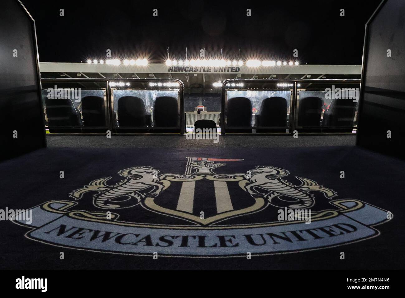 General view of St. James's Park showing the Newcastle logo on the ...