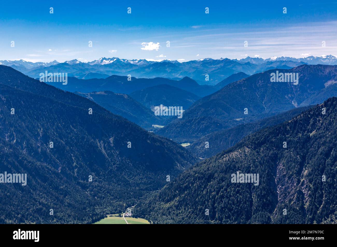 View from Wendelstein to the mountains, behind the Zillertal Alps, Wendelstein area, Bayrischzell, Upper Bavaria, Bavaria, Germany, Europe Stock Photo