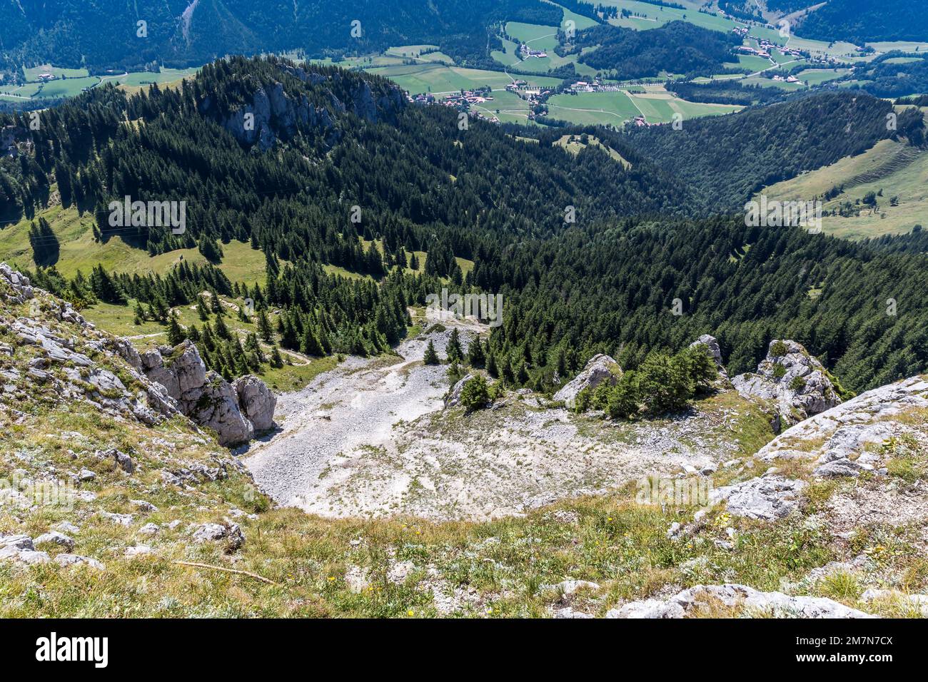 Erosion, view from Wendelstein into the valley, Bayrischzell, Upper Bavaria, Bavaria, Germany, Europe Stock Photo