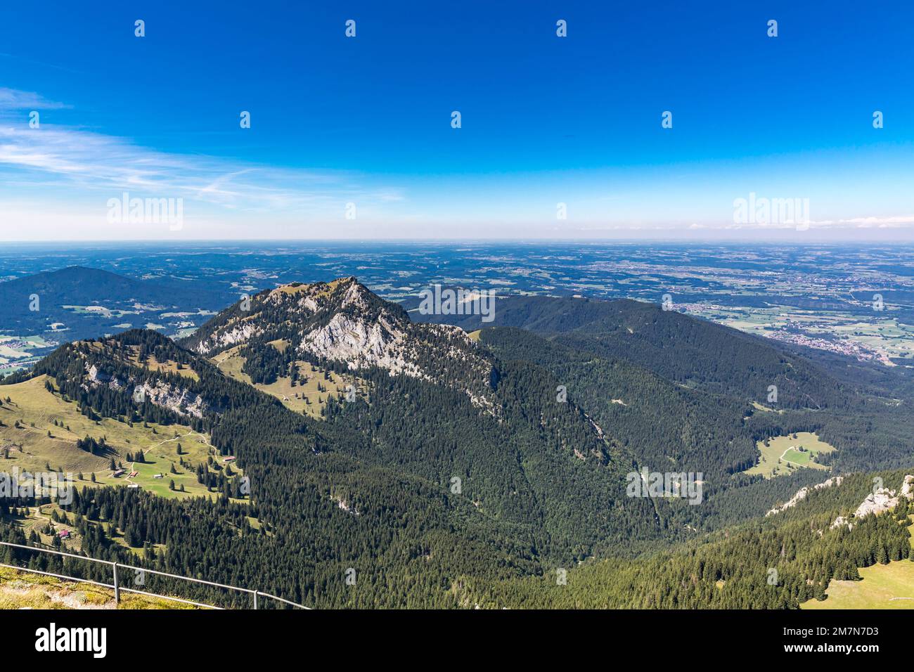 View from Wendelstein to the mountains, Breitenstein, 1622 m, Bavarian Alps foothills, Wendelstein area, Bayrischzell, Upper Bavaria, Bavaria, Germany, Europe Stock Photo