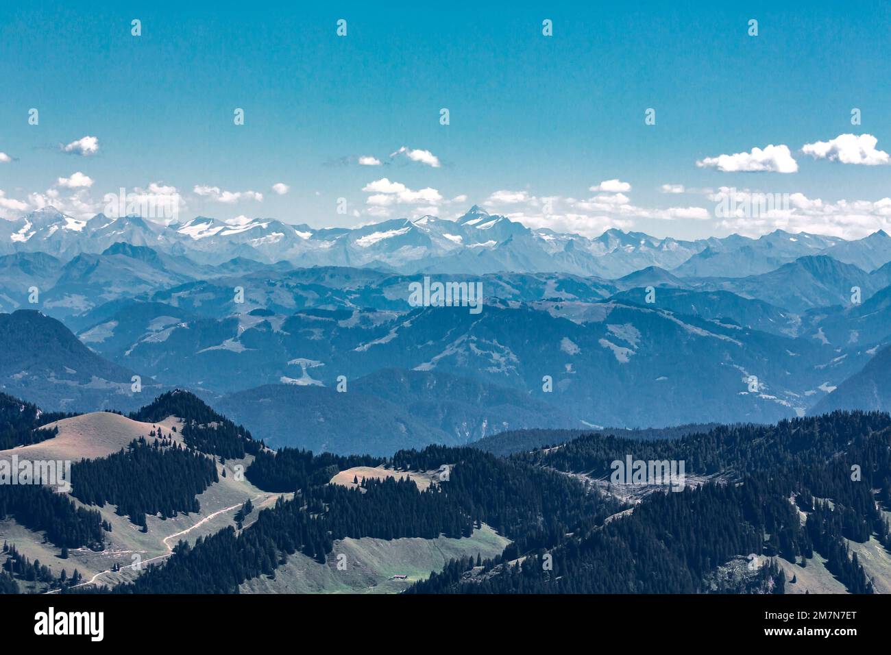 View from Wendelstein summit, 1838 m, to Großglockner, 3798 m, Glocknergruppe, Bayrischzell, Upper Bavaria, Bavaria, Germany, Europe Stock Photo