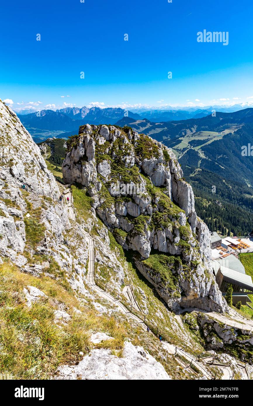 Curvy hiking trail to the summit, Wendelstein, 1838 m, behind Wilder ...