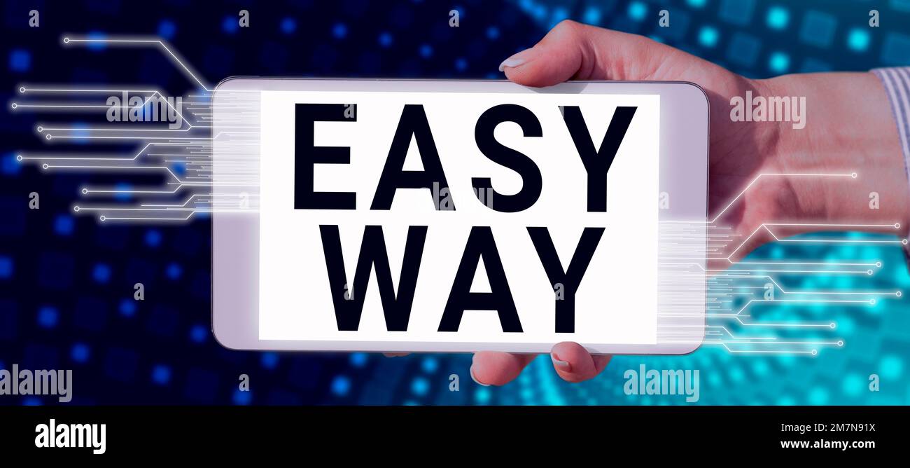 Conceptual caption Easy Way. Word for making hard decision between two less and more effort method Stock Photo