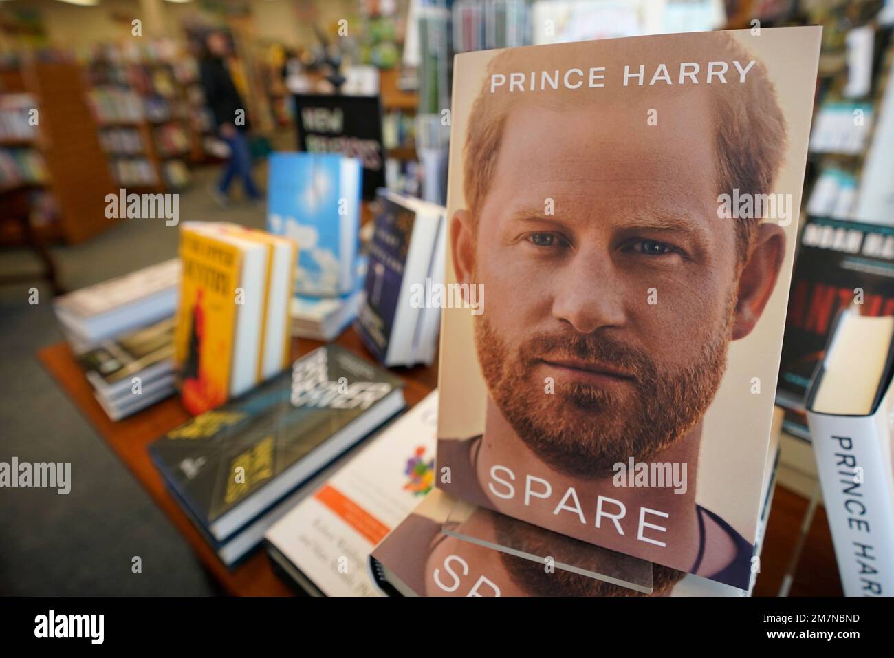 Copies of the new book by Prince Harry called "Spare" are displayed at