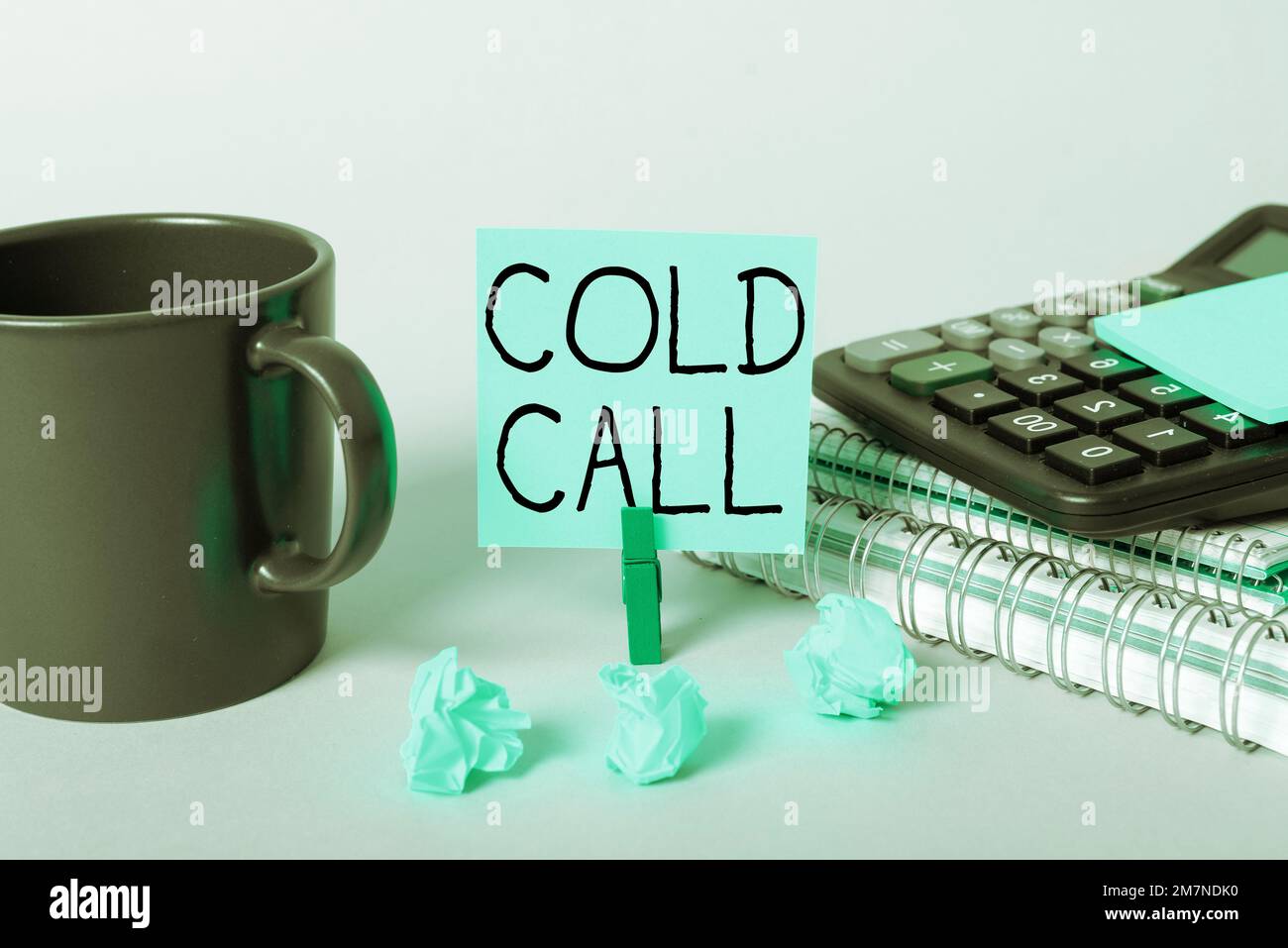 Conceptual caption Cold Call. Word for Unsolicited call made by someone trying to sell goods or services Stock Photo