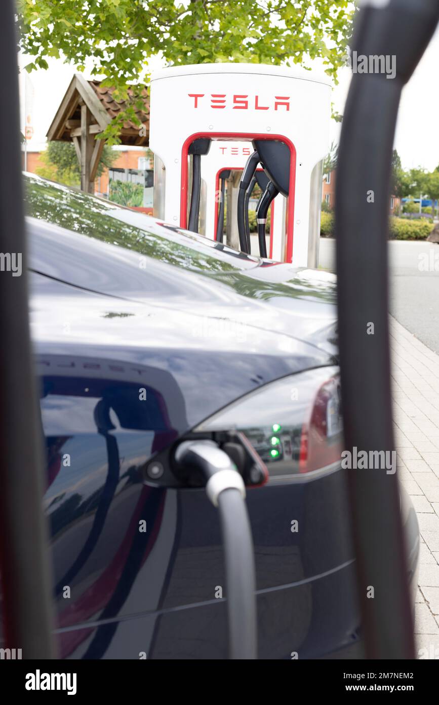 Tesla charging station for electric cars Stock Photo Alamy