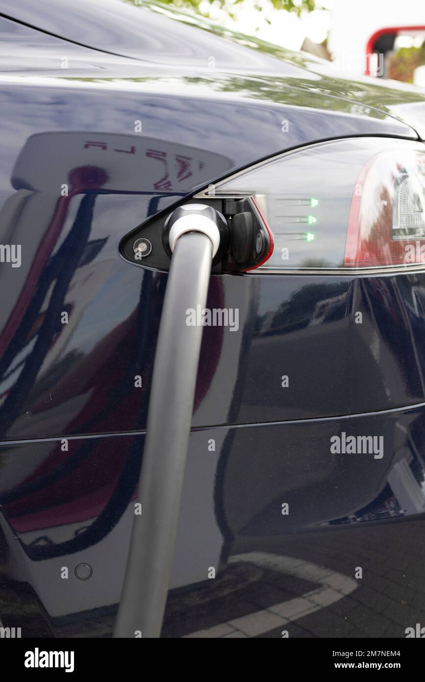 Tesla charging station for electric cars Stock Photo - Alamy