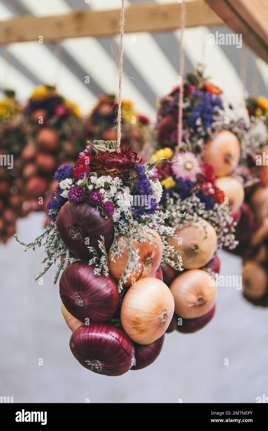 Traditional Zibelemärit, onion market in Bern, Switzerland, edible