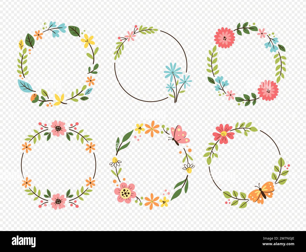 Spring wreath collection. Six seasonal floral decorative wreaths ...