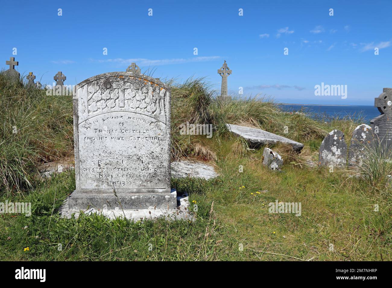 Inisheer graveyard overlooking Galway Bay in County Clare Stock Photo