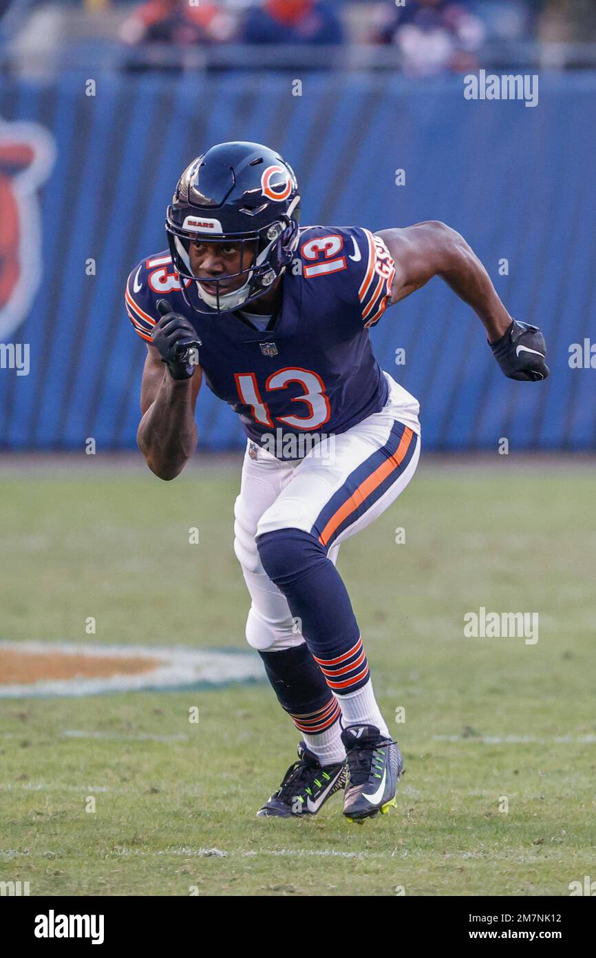 Chicago Bears wide receiver Byron Pringle (13) celebrates with