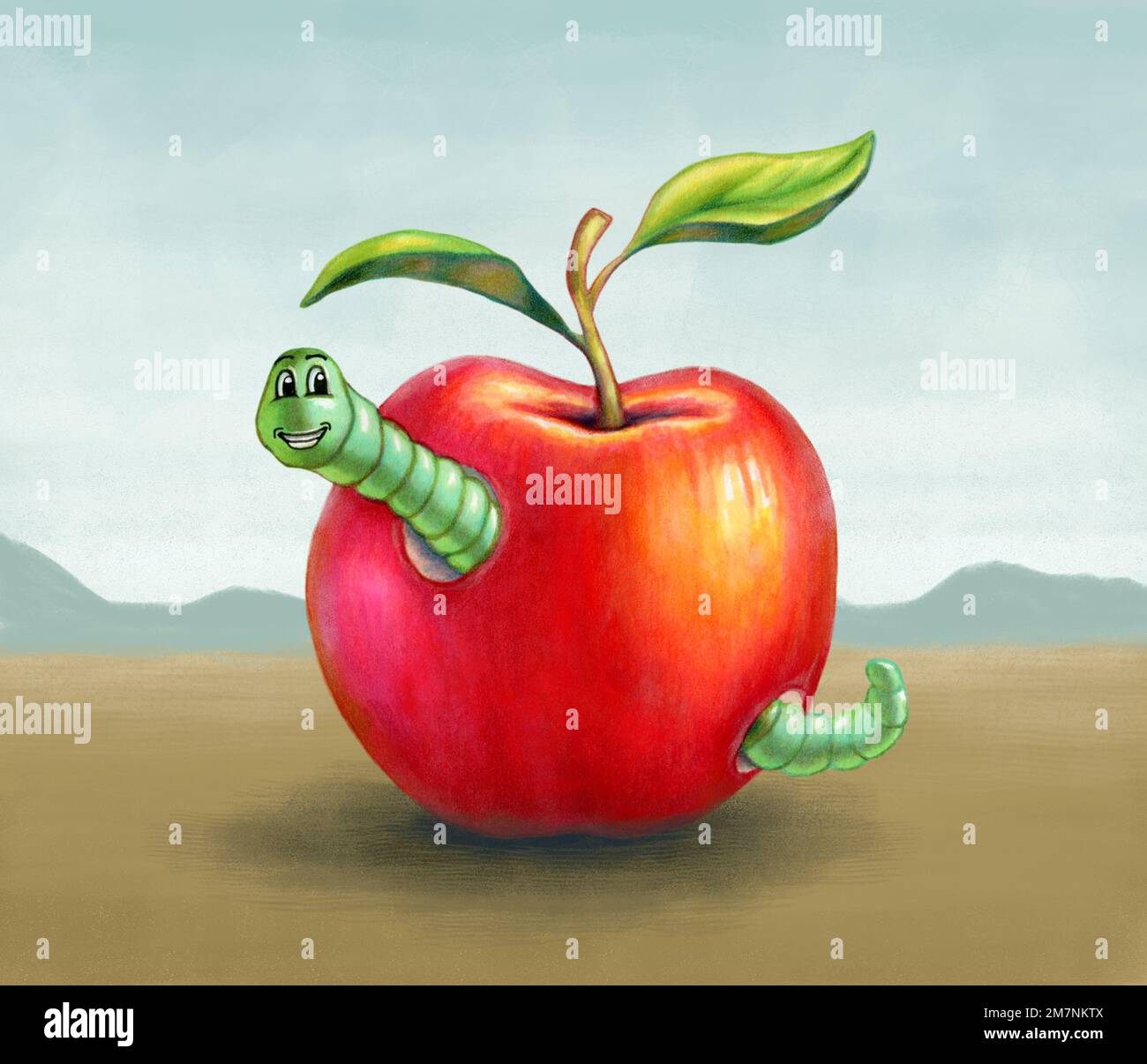 Cartoon apple worm hires stock photography and images Alamy