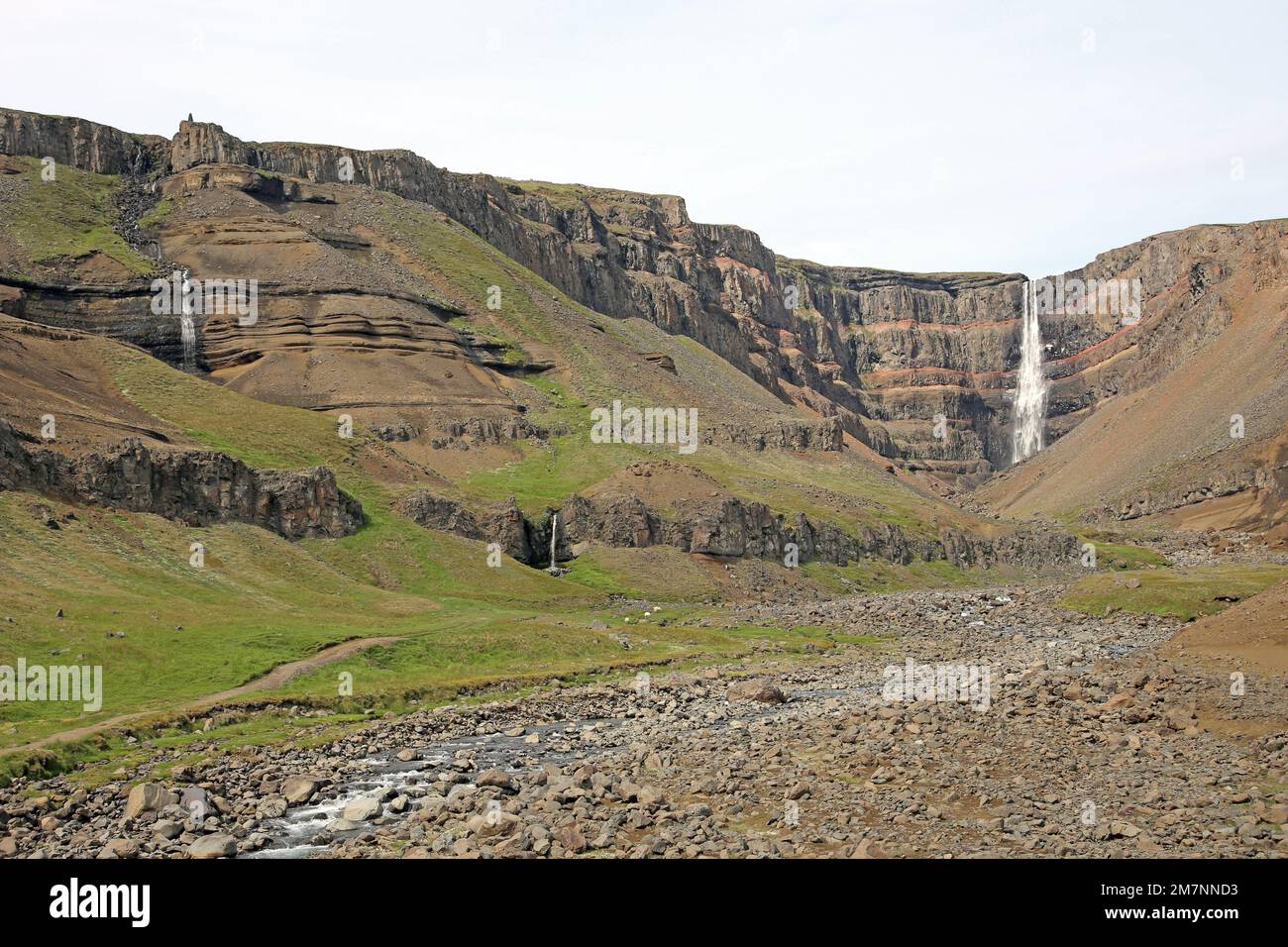 Wasserfall waterfall Hengifoss Island Iceland Stock Photo