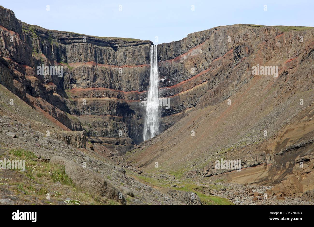 Wasserfall waterfall Hengifoss Island Iceland Stock Photo
