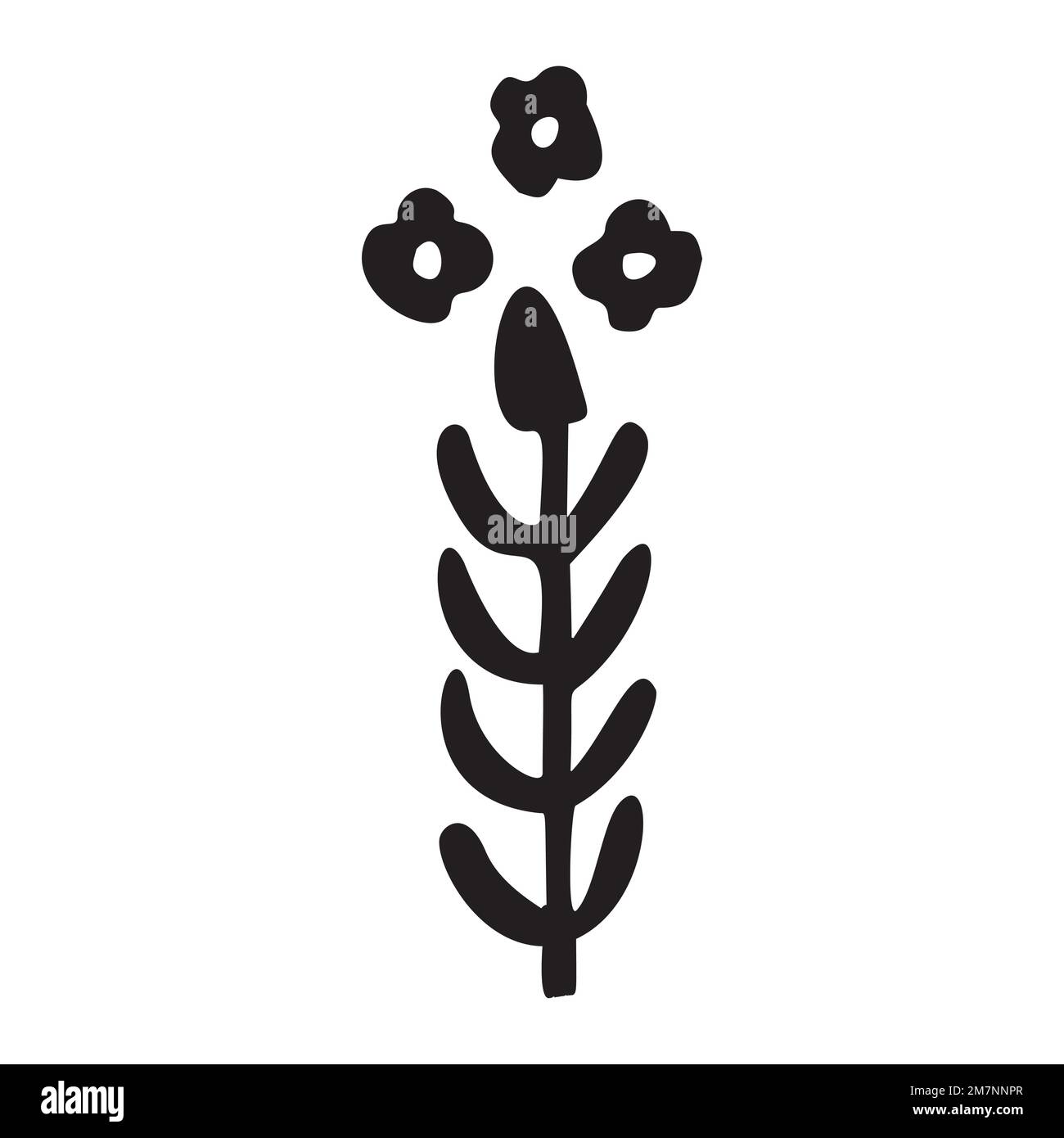 Folkart flower vector illustration. Botanical kids scnadi hand drawn floral.  Stock Vector