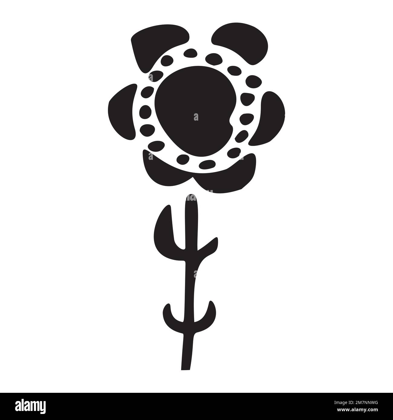 Folkart flower vector illustration. Botanical kids scnadi hand drawn floral.  Stock Vector