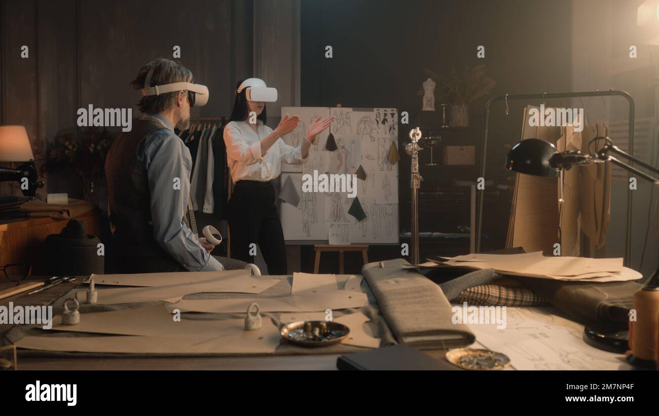 Female dressmaker using vr glasses hi-res stock photography and images ...
