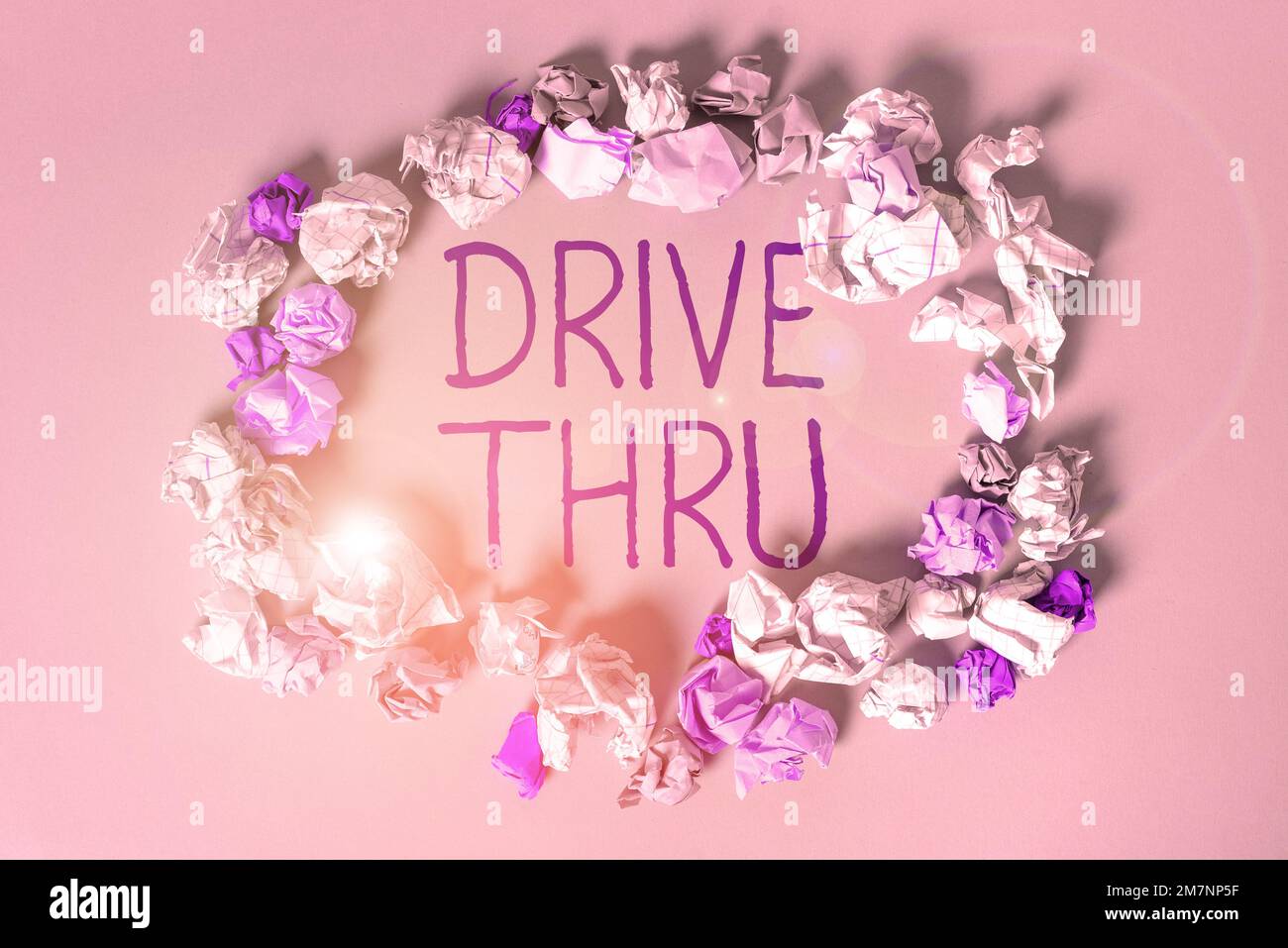 Sign displaying Drive Thru, Concept meaning place where you can get