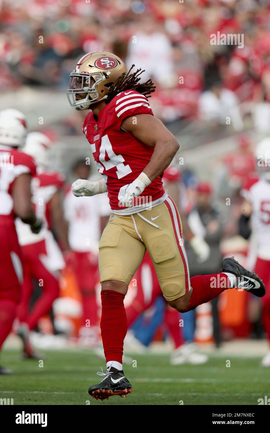 San Francisco 49ers linebacker Fred Warner (54) reacts during an NFL  football game against the Arizona Cardinals, Sunday, Jan.8, 2023, in Santa  Clara, Calif. (AP Photo/Scot Tucker Stock Photo - Alamy