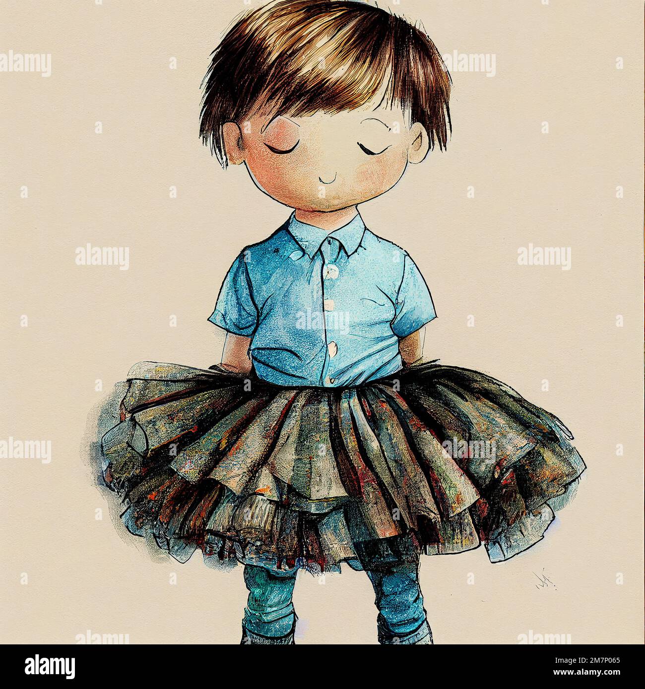 Illustration of a Boy with a tutu Stock Photo - Alamy
