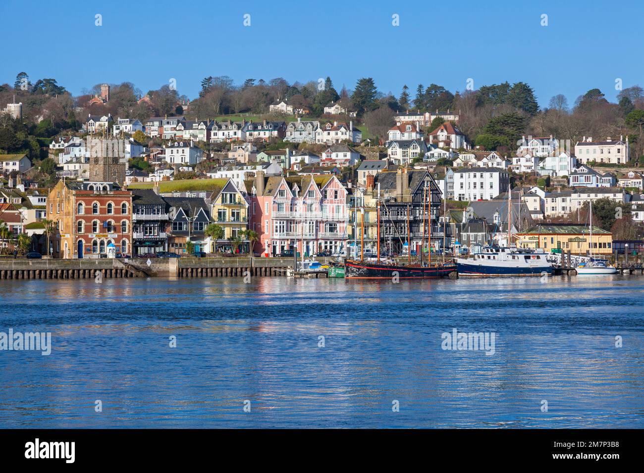 Europe, UK, England, Devon, Dartmouth and Dartmouth Harbour (View from the Historic Lower Ferry) Stock Photo