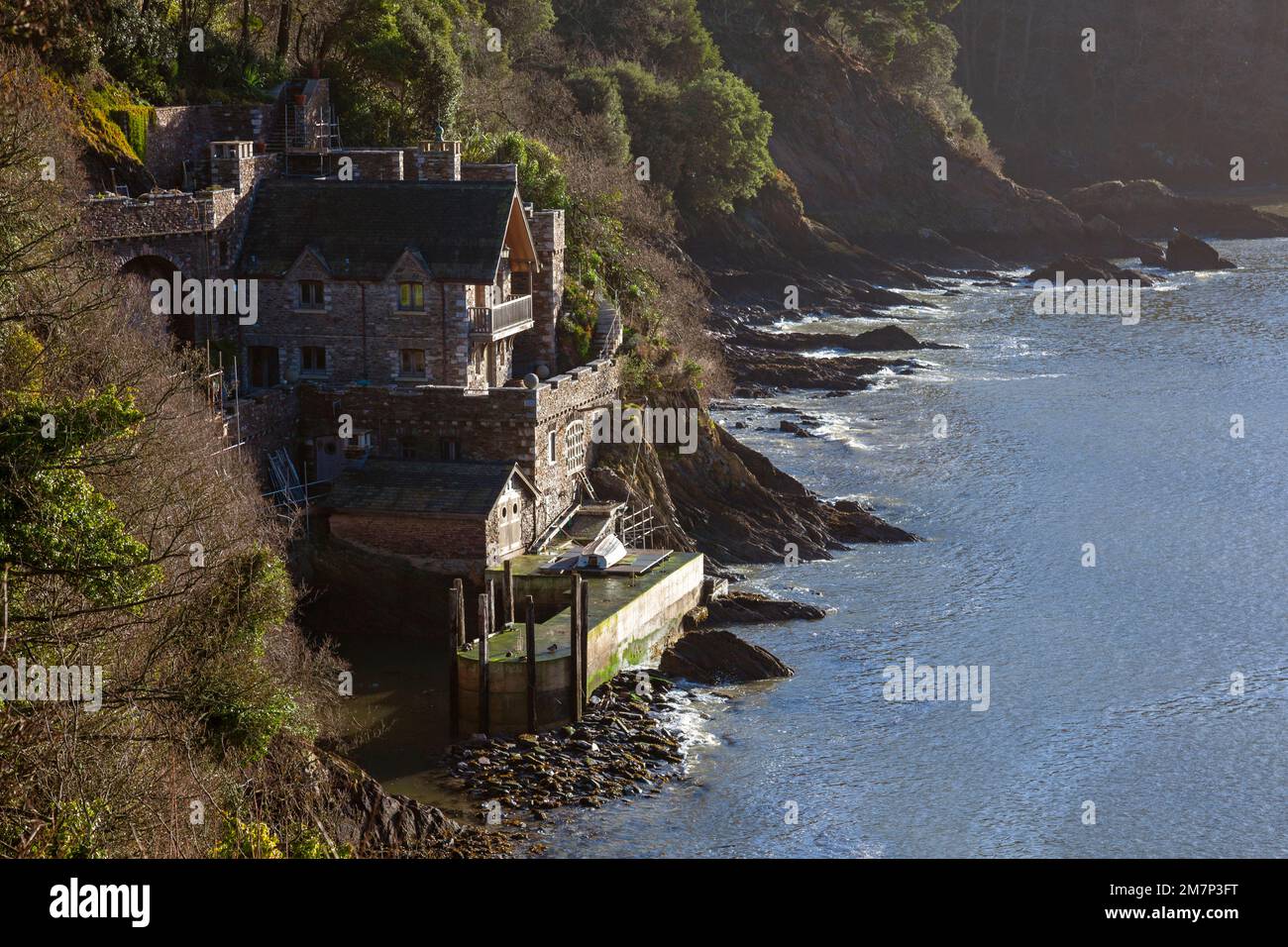 Europe, UK, England, Devon, Kingswear, Beacon Lane (Historic House on the River Dart) Stock Photo