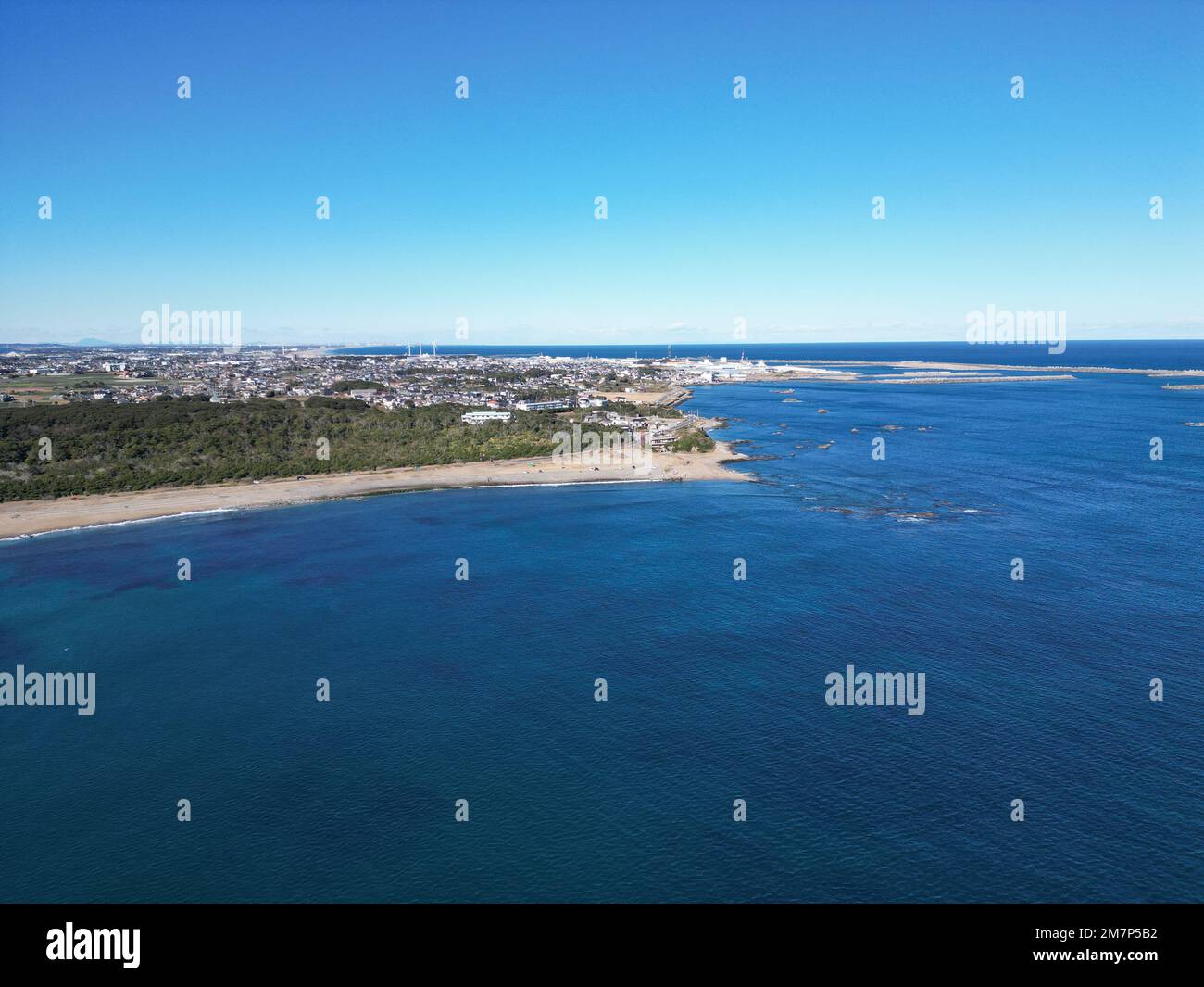 An aerial shot of the coastal Choushi city in Chiba, Japan Stock Photo