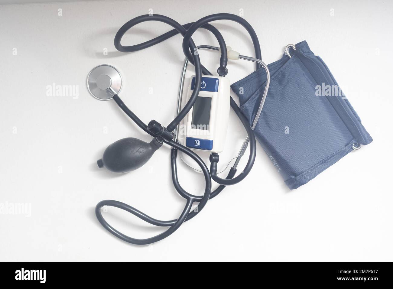 Mercury pressure gauge with stethoscope, classical blood pressure gauge