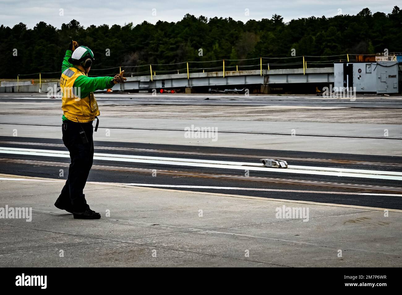A test site maintainer with the Naval Air Warfare Center Aircraft