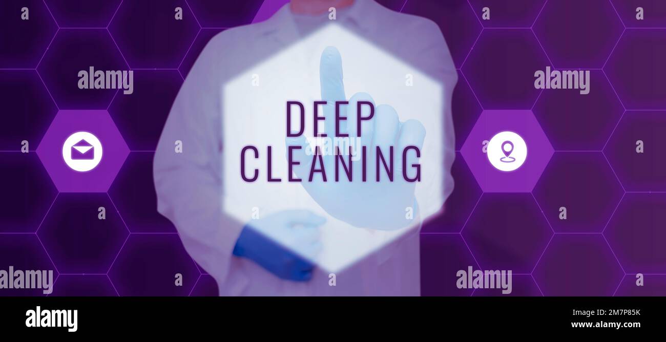 Text caption presenting Deep Cleaning. Concept meaning an act of